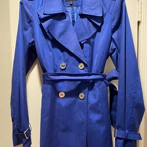 Express Cobalt Blue Trench Coat with Adjustable Cuffs